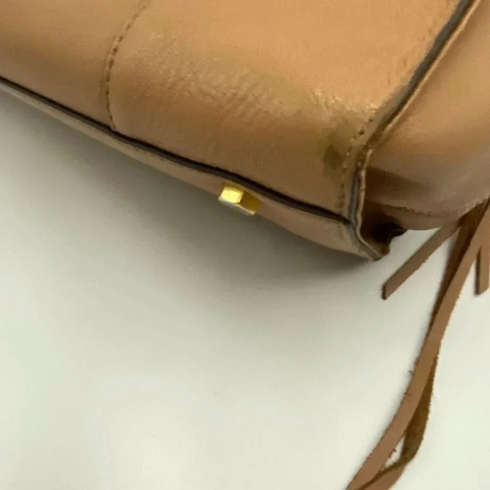 Rebecca Minkoff Tote Bag‎ Womens Tan Leather Zip Sides Shoulder Purse Handbag